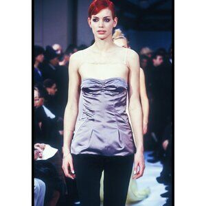 Helmut Lang Black Satin Top Bustier 1995 Vintage Archive 90s Made In Italy